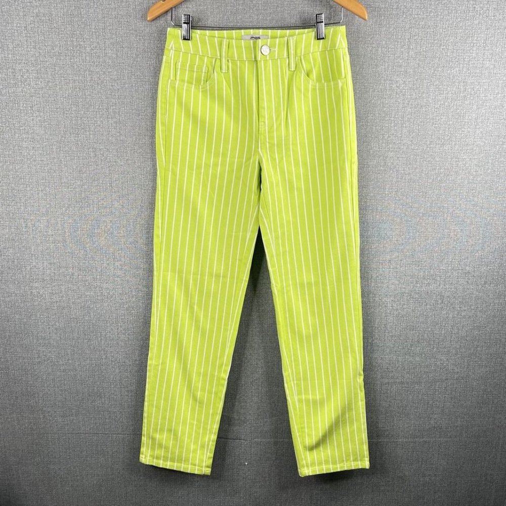 Target x Victor Glemaud Womens 0 Lime Green High Rise Pinstripe Straight Leg